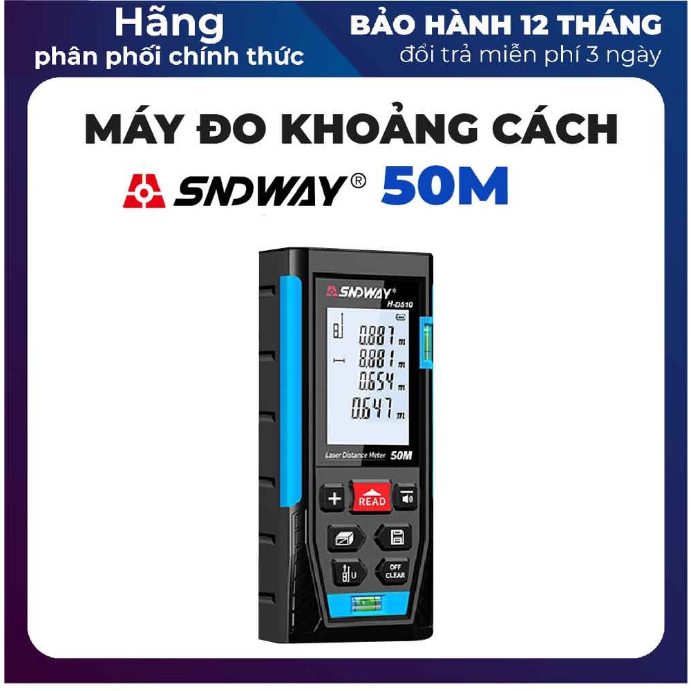 Máy Đo Khoảng Cách Laze - Thước Đo Khoảng Cách Laser SNDWAY 50M [Hàng Cao Cấp 2 Bọt Thủy Cân Bằng]