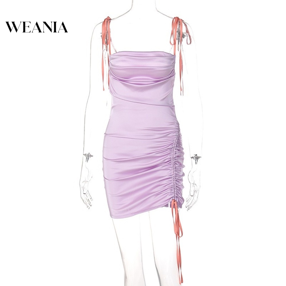 Đầm Body Chất Satin Phối Dây Đan Chéo Thiết Kế Quyến Rũ