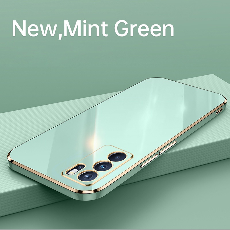 Ốp Điện Thoại TPU Silicon Mềm Chống Sốc Viền Vuông Mạ Vàng Sang Trọng Cho OPPO Reno 7 4G 5G 7Z 7 6 5 5F 4F