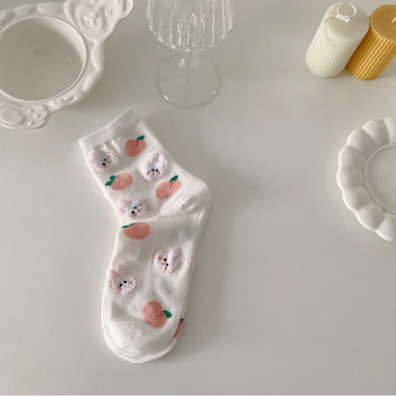 Vớ Cotton Mềm Mại Dài Vừa Họa Tiết Gấu Marshmallow Phong Cách Nhật Hàn Đáng Yêu Cho Nữ