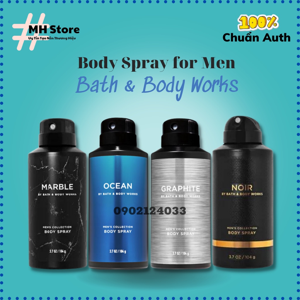 (Auth) Body Spray Xịt Toàn Thân cho Nam Bath & Body Works chính hãng Mỹ - 104g MH Store