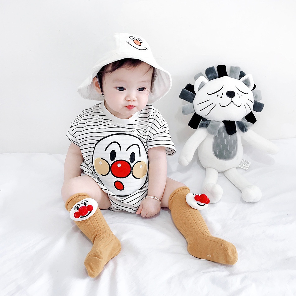 Bộ Áo Liền Quần Tay Ngắn Vải Cotton Họa Tiết Kẻ Sọc Dễ Thương Thời Trang Mùa Hè Cho Bé Sơ Sinh 0-24 Tháng Tuổi