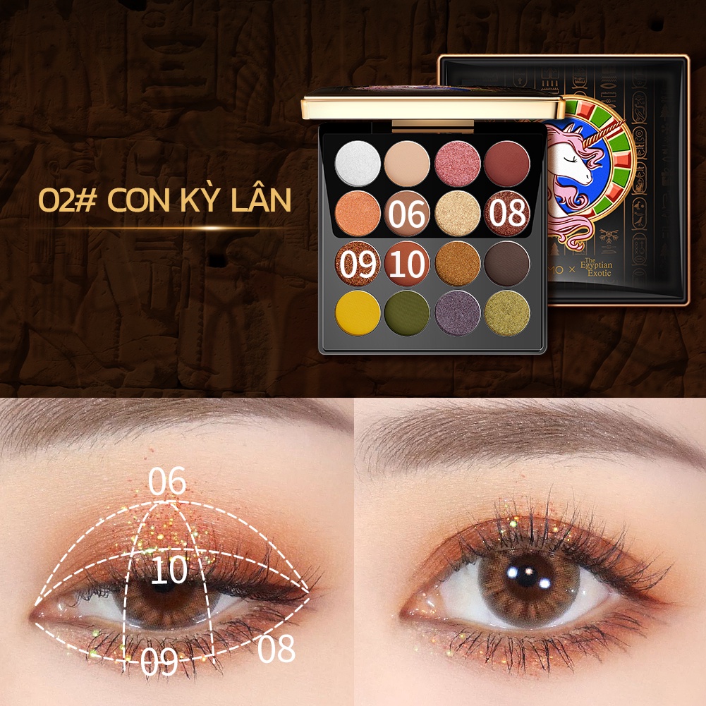 Bảng Phấn Mắt GECOMO 16 Màu Kèm Cọ Trang Điểm Lâu Trôi