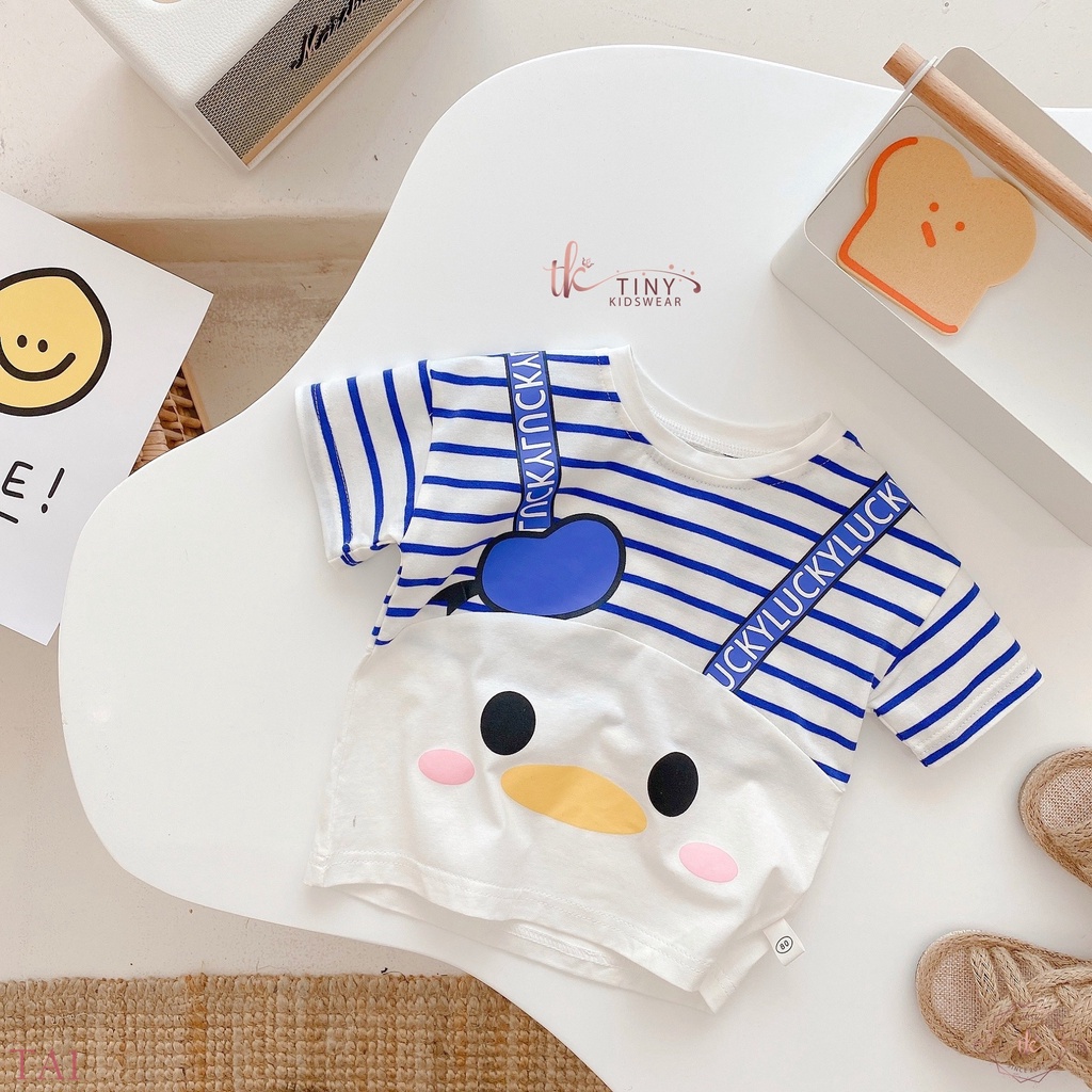 Áo phông hoạt hình ngắn tay cổ tròn chất cotton cho bé trai từ 11-17kg [TA1]
