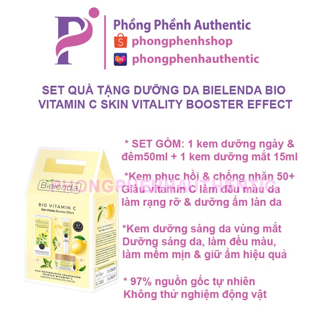 Bộ quà tặng dưỡng da Bielenda Bio Vitamin C Skin Vitality Booster Effect 2 món