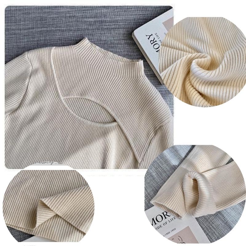 Áo len nữ kiểu dệt kim dài tay khoét ngực dài tay hàng Quảng Châu cao cấp loại 1 siêu sang chảnh FIZANO