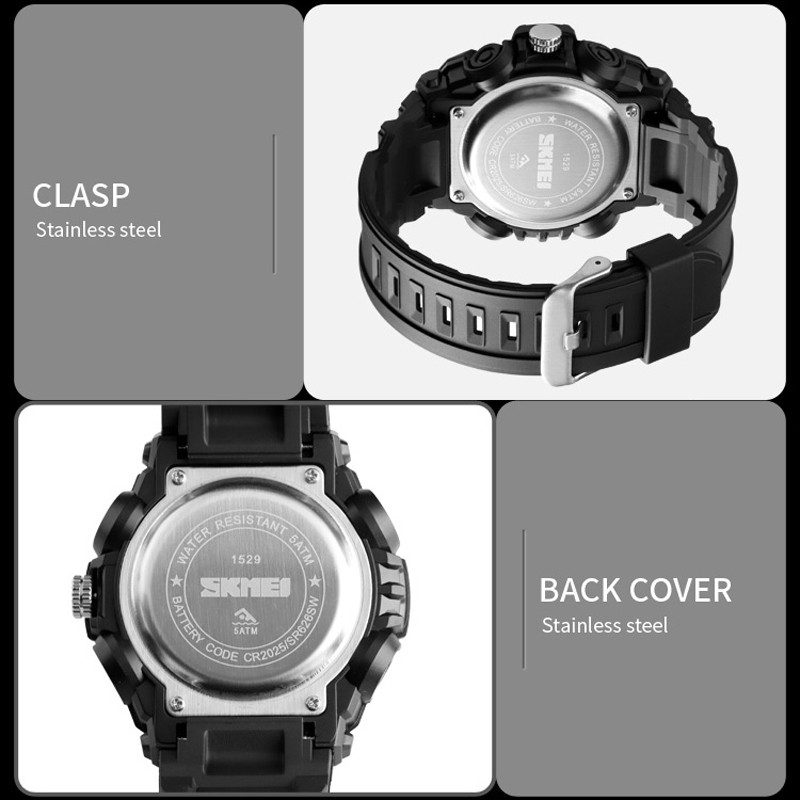Đồng Hồ Điện Tử Đa Năng SKMEI 1529 Hiển Thị 5 Ba Thanh Chống Thấm Nước