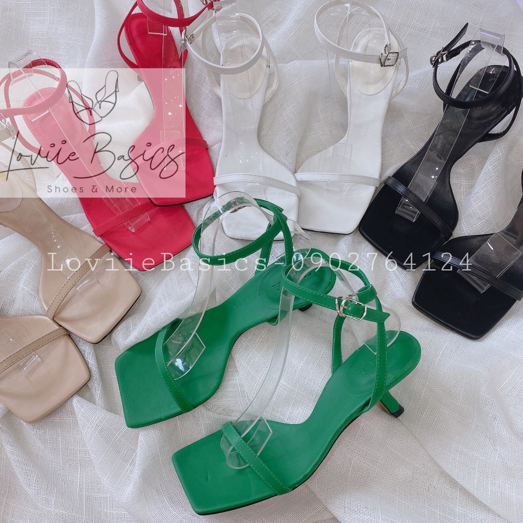 GIÀY CAO GÓT LOVIIE BASICS - SANDAL NỮ THỜI TRANG MŨI VUÔNG - GUỐC QUAI NGANG MẢNH GÓT NHỌN 5 PHÂN G220205