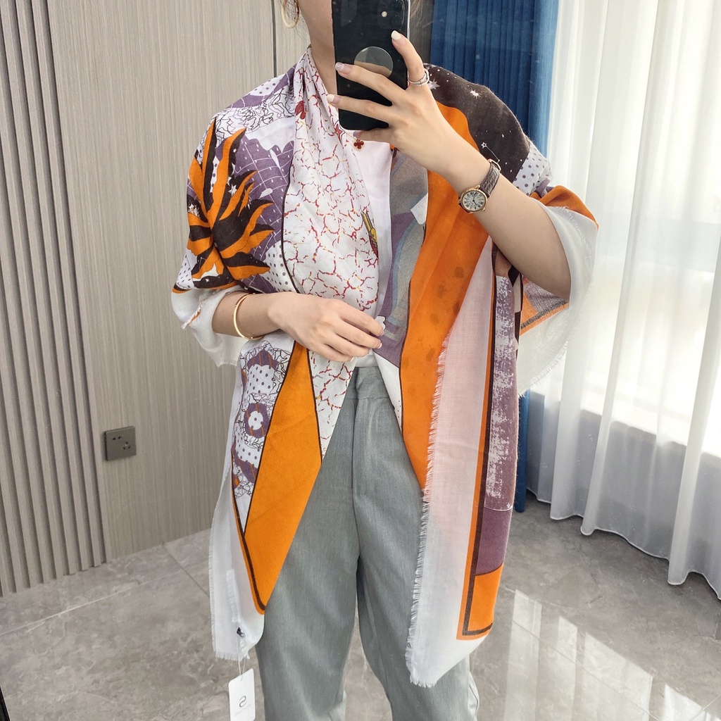 Khăn Choàng cotton Mềm Dáng Vuông 51 inch (130CM) Thời Trang Thu Đông Cho Nữ WJ1134-03