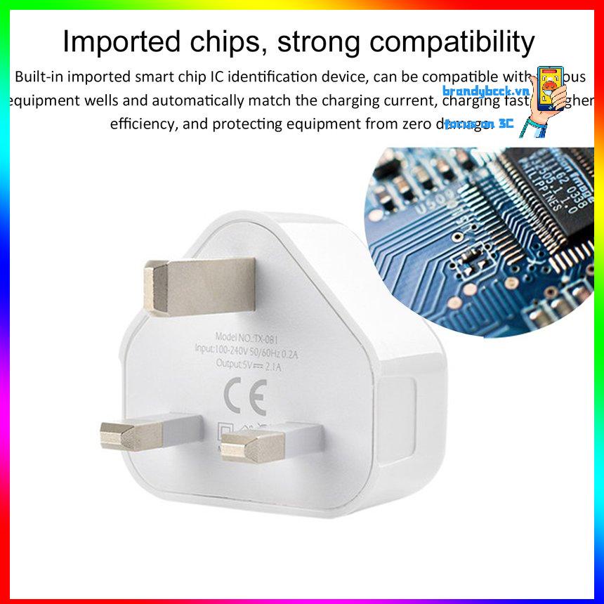 Bộ chuyển đổi nguồn cắm 3 chân cắm tường của Vương quốc Anh Bộ sạc nguồn với cổng USB cho điện thoại