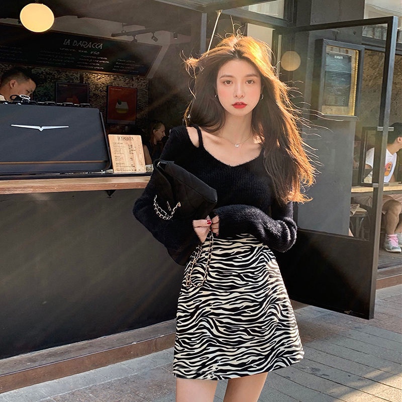 Áo sweater tay dài thiết kế hở vai thời trang thu đông cho nữ 2021