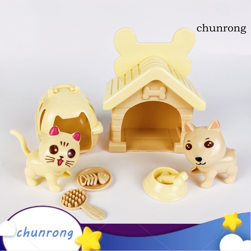 Cr 1 Bộ Nhà Búp Bê Mô Hình Chó Mèo Dễ Thương Trọng Lượng Nhẹ Sáng Tạo Dành Cho Trẻ Em