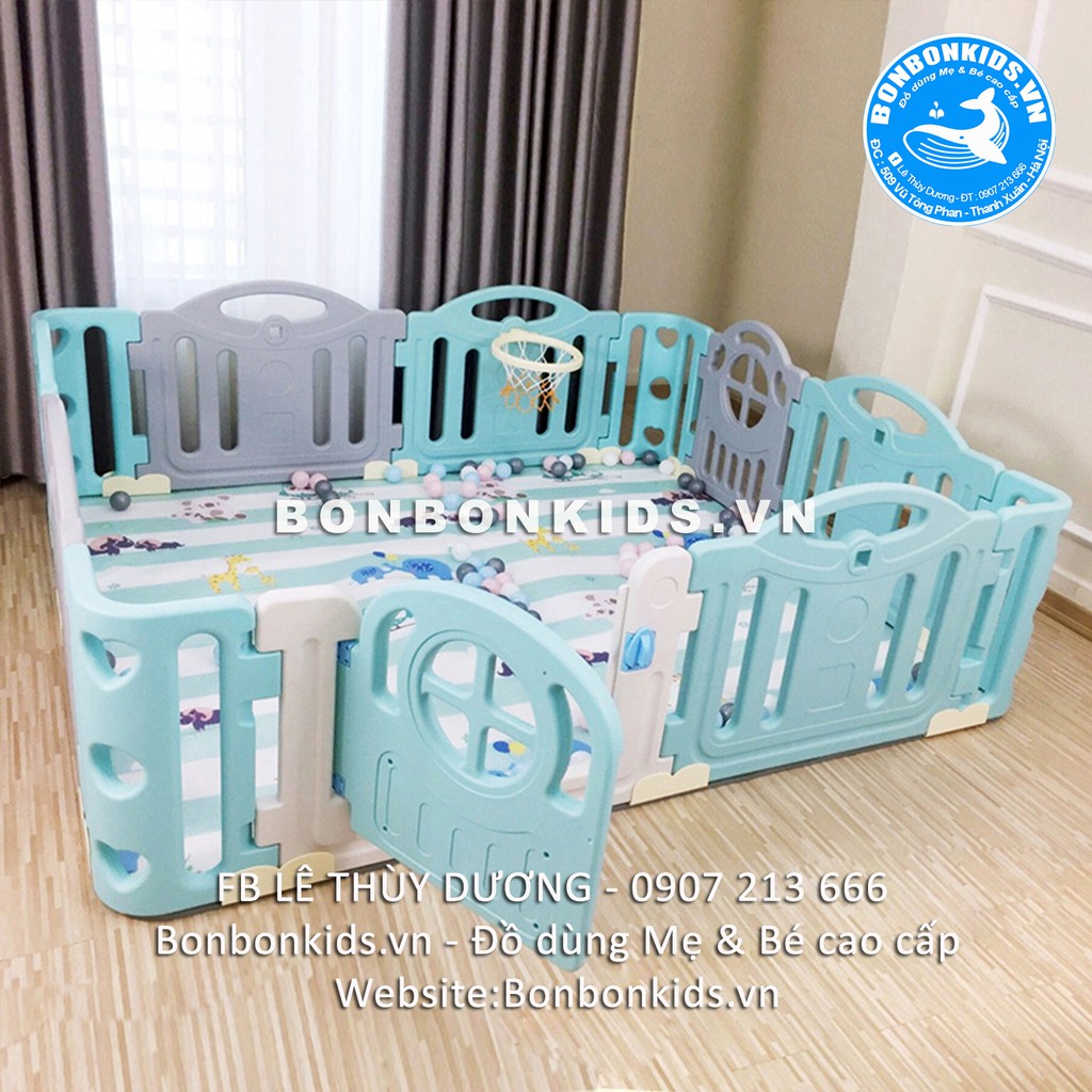 Bộ quây cũi nhựa Hola 1m8x2m thanh to (KÈM QUÀ TẶNG BÓNG THẢM) hàng có sẵn
