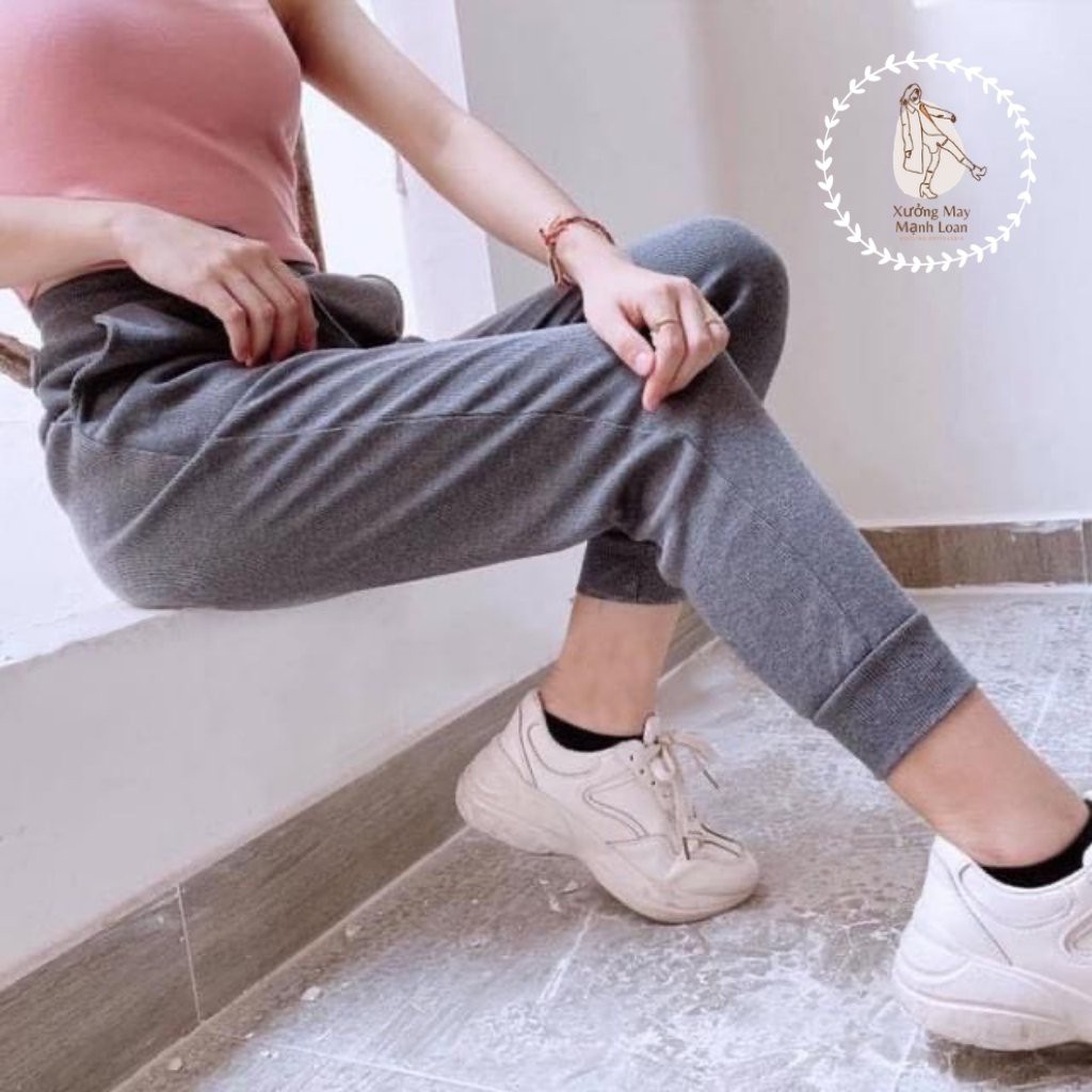 Quần Jogger len Tăm Nữ Cạp Cao Dày Siêu Ấm