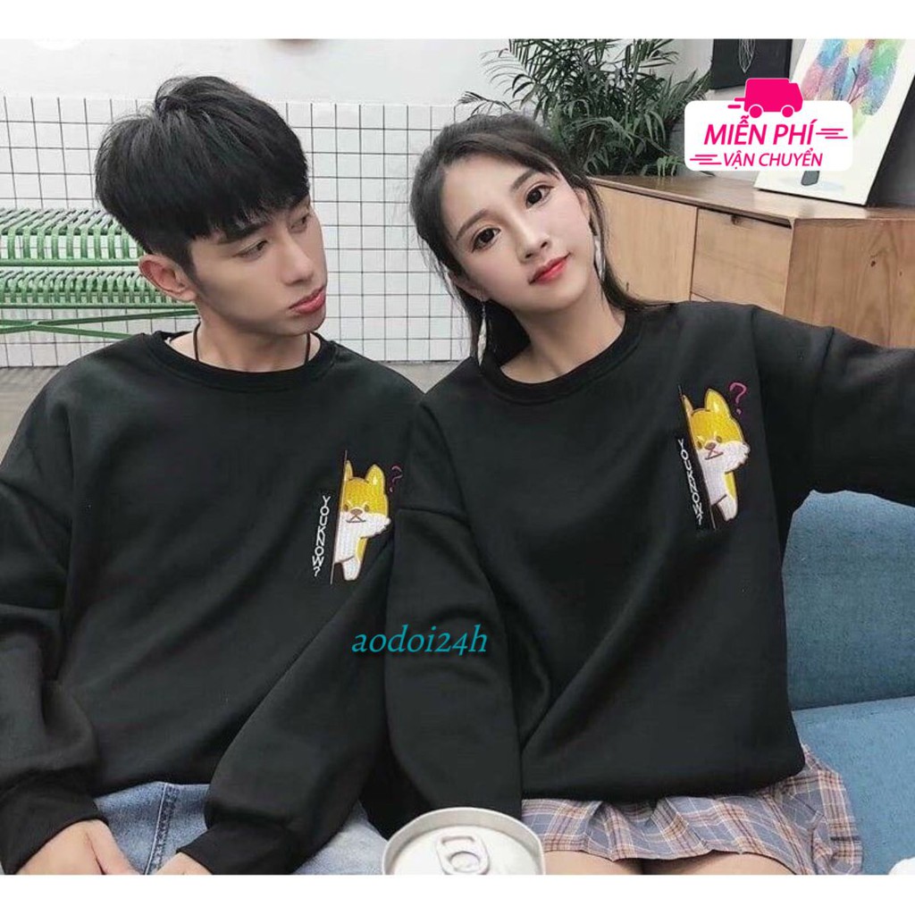 áo đôi hoodie, áo thu đông dài tay màu hồng nam nữ
