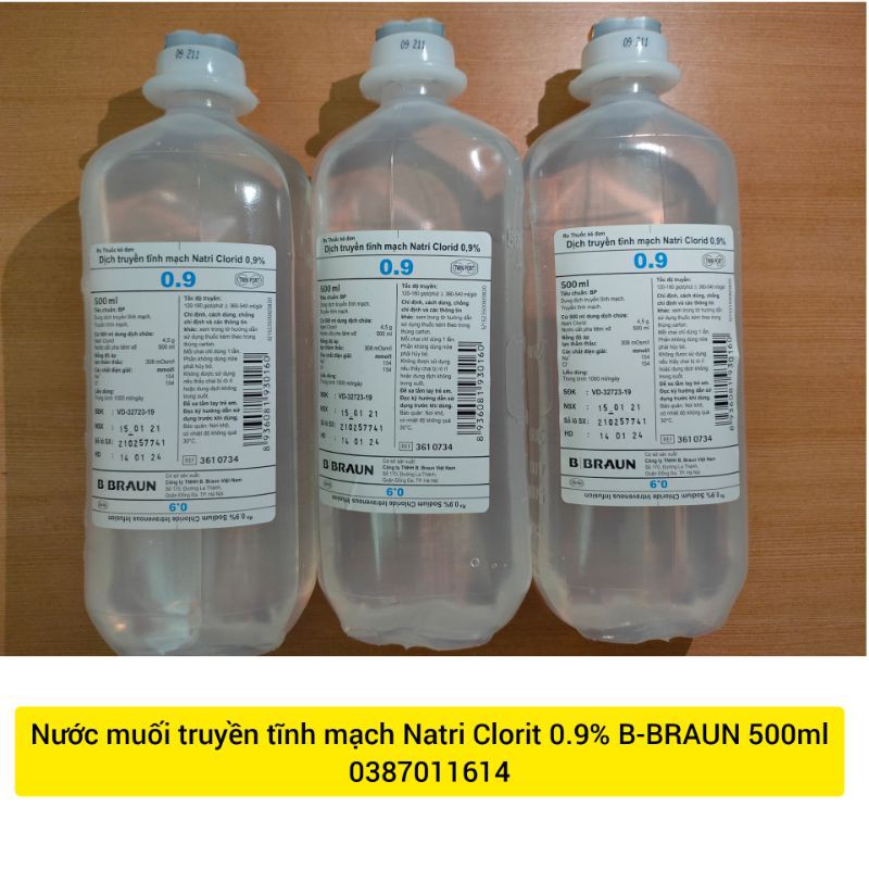 Nước muối truyền tĩnh mạch Natri Clorit 0.9% B-BRAUN 500ml