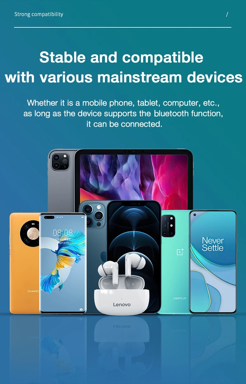 Tai Nghe Bluetooth Không Dây Có Mic Chống Ồn Bt5.0 Cho Lenovo Ht05 Tws | BigBuy360 - bigbuy360.vn