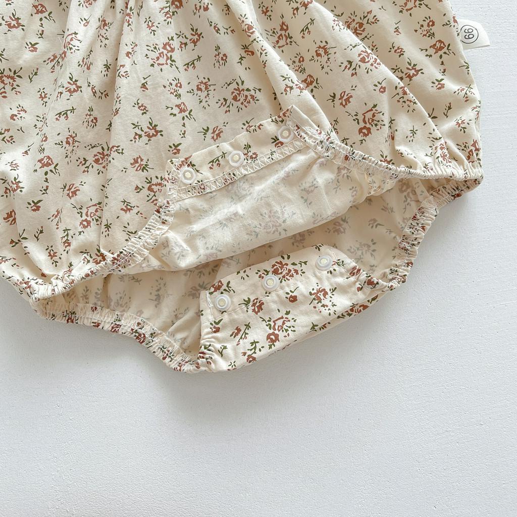 Áo Liền Quần Ngắn Tay Cổ Búp Bê Họa Tiết Hoa Thời Trang Mùa Hè Cho Bé Gái