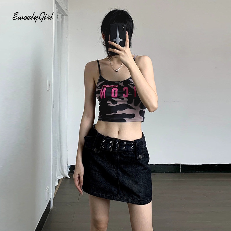 Áo Tank Top Cổ Tròn Dáng Ôm In Chữ Họa Tiết Rằn Ri Thời Trang 2022 Quyến Rũ Cho Nữ