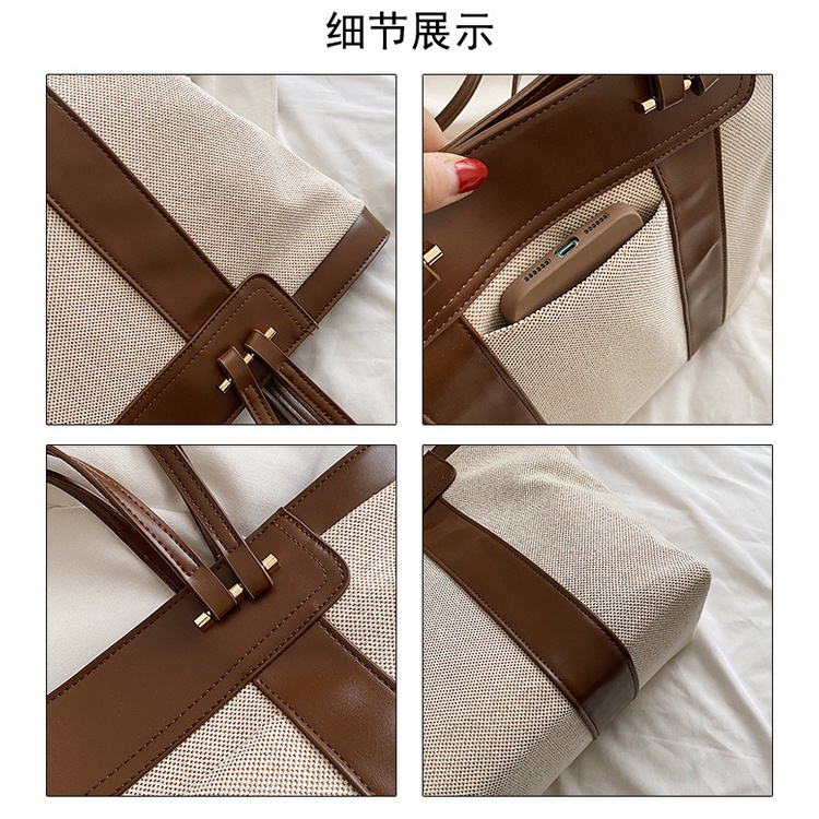 Túi xách JASMIN NOIR vải canvas cỡ lớn thiết kế đơn giản thời trang dành cho nữ