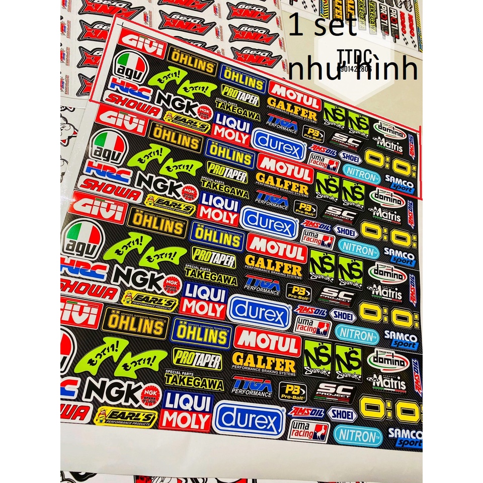 Bộ Tem Decal Logo Sticker Racing