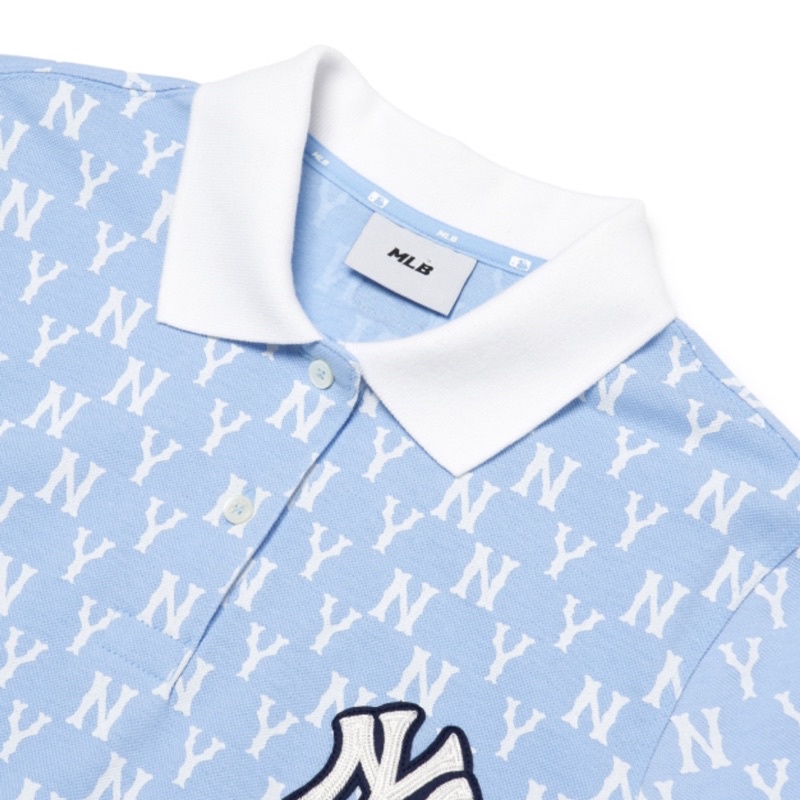 Áo Polo MLB Monogram Mẫu Mới Xanh Baby Chất Vải Xịn