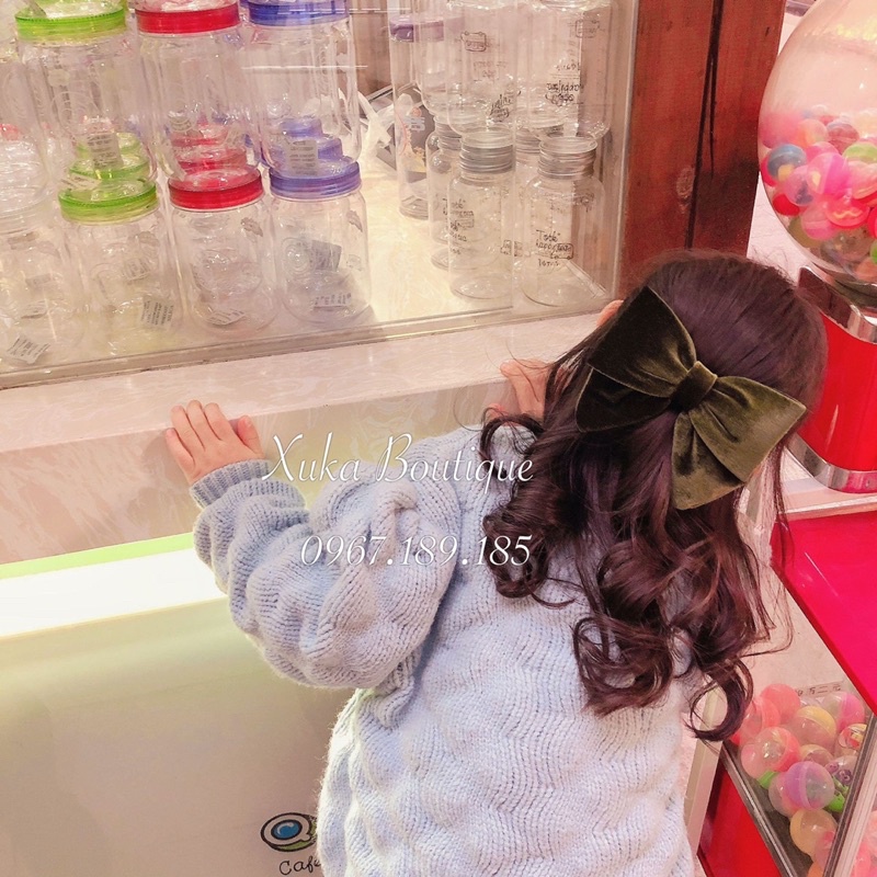 Kẹp Tóc Nơ Nhung Mẹ Con, Băng Đô Cài Tóc Cao Cấp Gắn Nơ Nhung, Kẹp Tóc Phái Nữ [ẢNH THẬT]