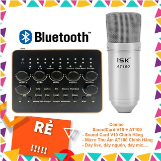 Combo SoundCard V10 Chính Hãng + Micro Thu Âm At100( hàng loại 1)