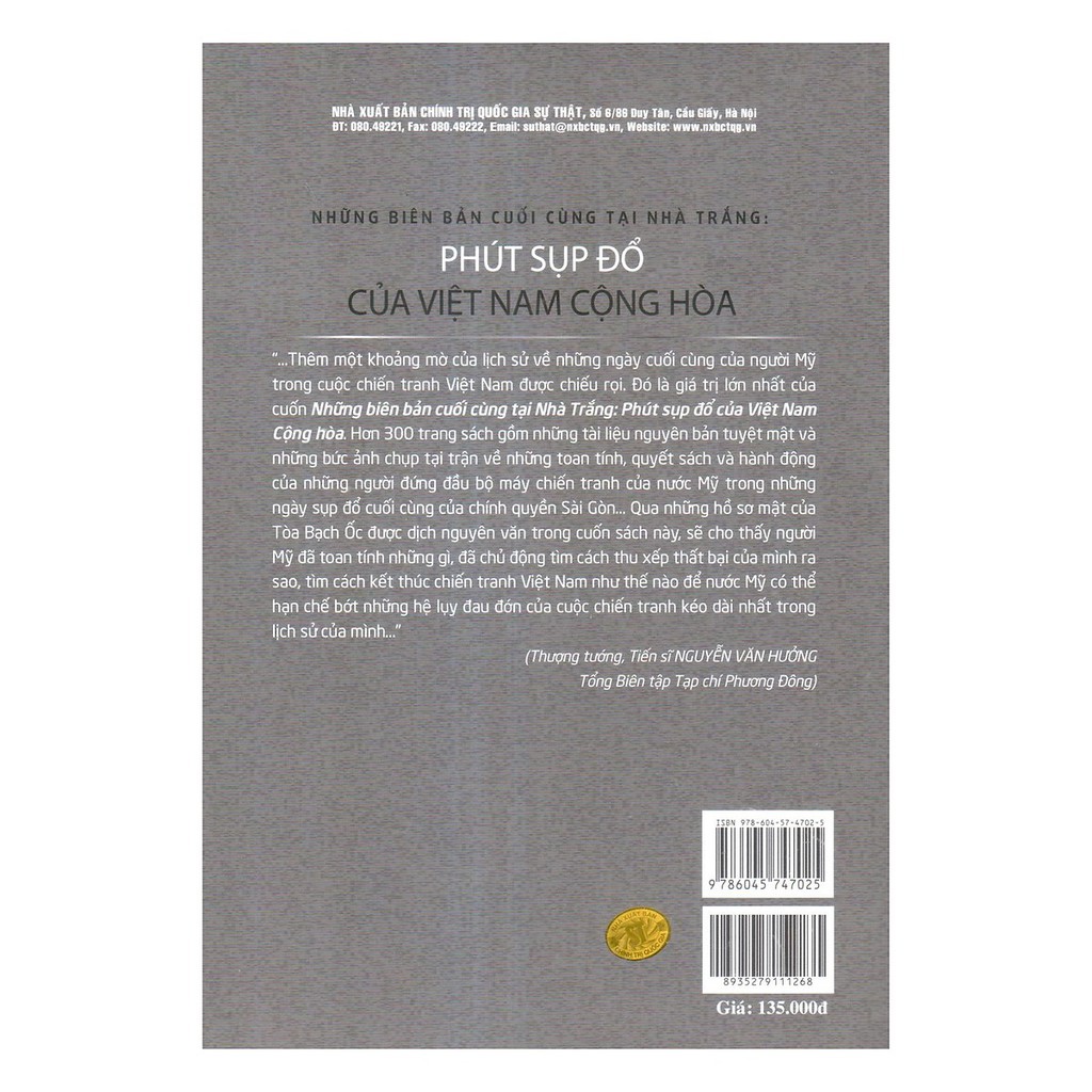 Sách - Những Biên Bản Cuối Cùng Tại Nhà Trắng: Phút Sụp Đổ Của Việt Nam Cộng Hòa | BigBuy360 - bigbuy360.vn