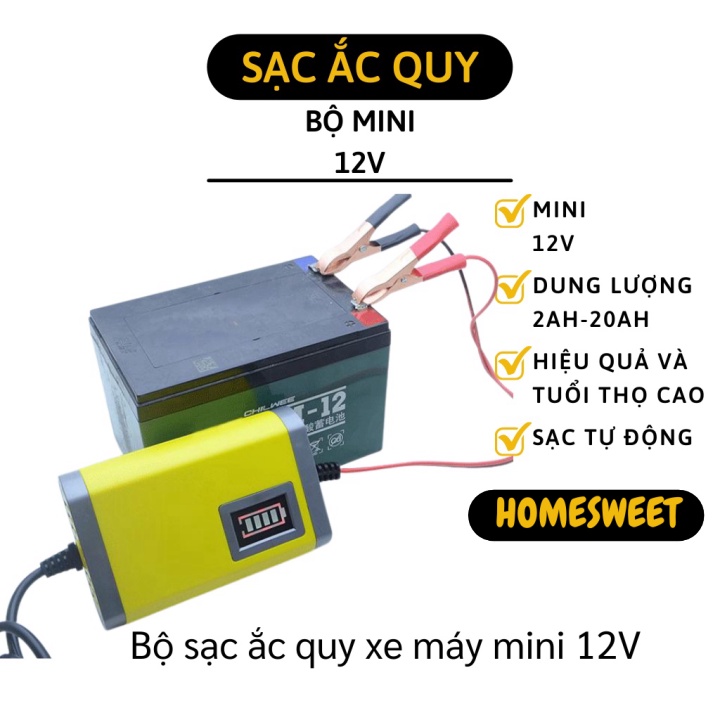 Bộ Sạc Ác Quy - Máy Sạc Bình Acquy 12V Dành Cho Xe Máy, Xe Đạp Điện 5836