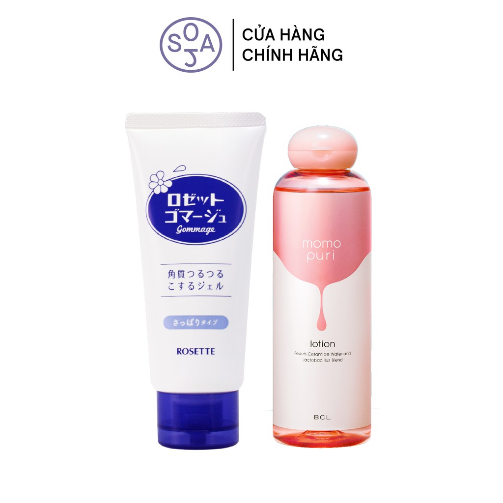 Combo Tẩy Tế Bào Chết Rosette Gommage 180G Và Nước Cân Bằng Ẩm Hương Đào BCL Momopuri Lotion 200mL