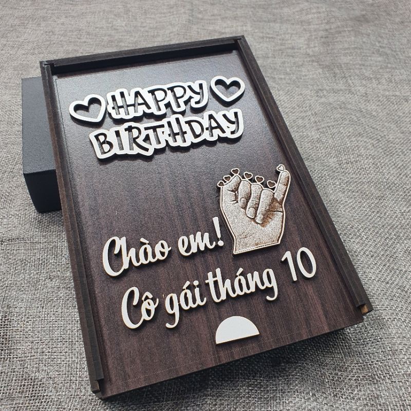 Hộp gỗ đựng quà chữ nổi theo yêu cầu