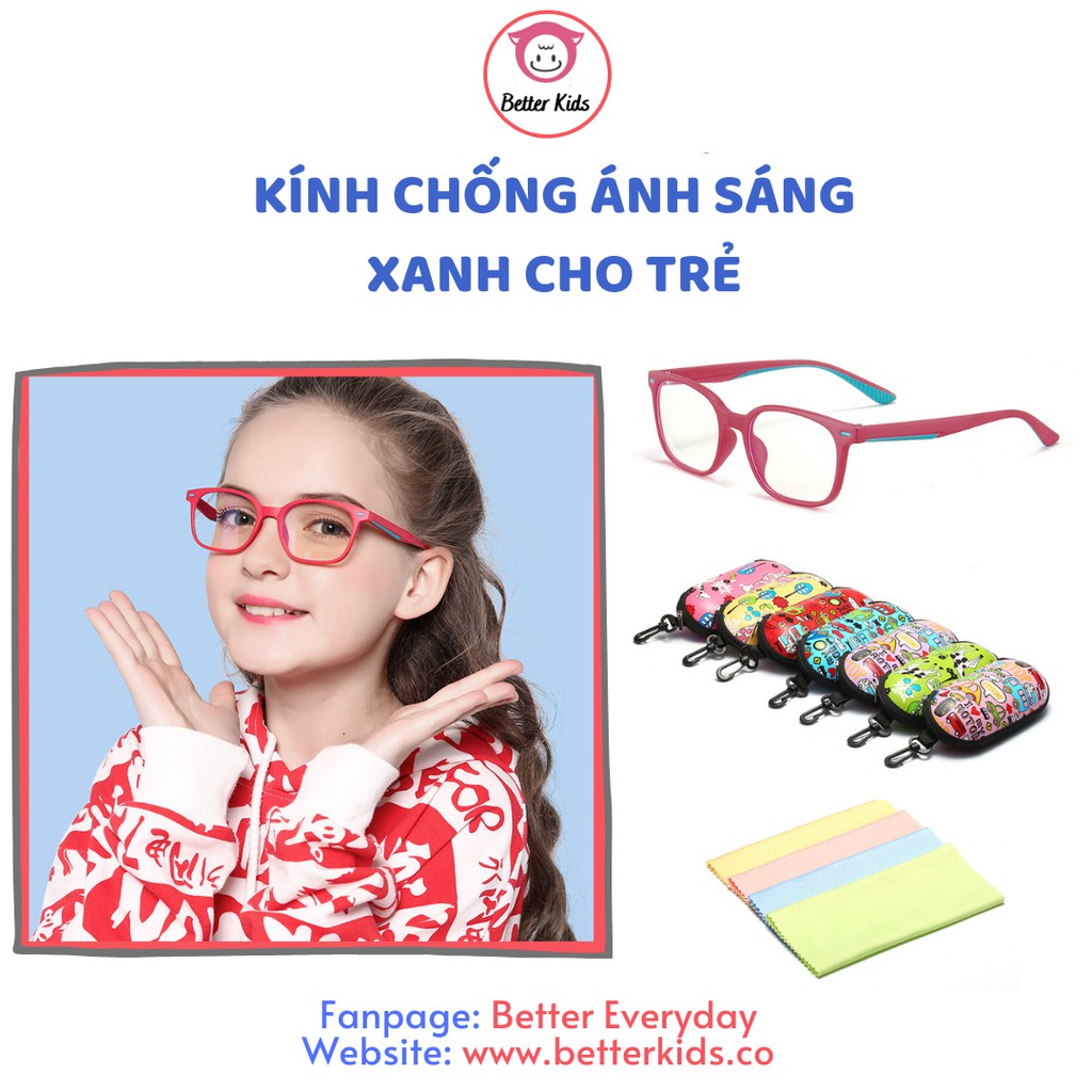 Kính Chống Cận,Ánh Sáng Xanh, Tia Cực Tím Cho Trẻ Từ 6-15 Tuổi