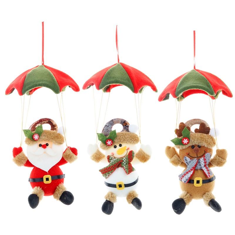 1 Phụ Kiện Treo Trang Trí Giáng Sinh Hình Ông Già Noel / Người Tuyết Nhảy Dù Đáng Yêu