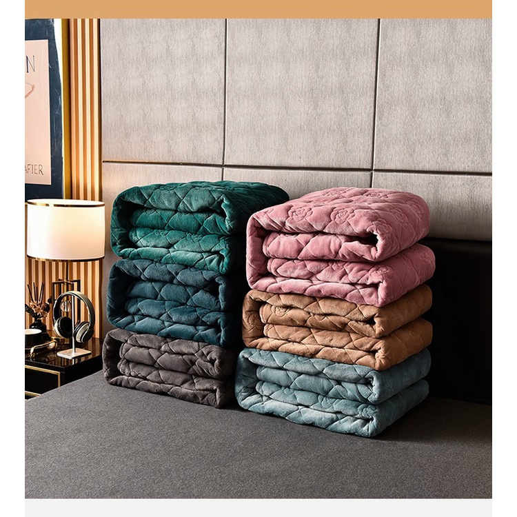 Bộ ga gối nỉ nhung trần bông mềm mịn sang trọng nhập khẩu cao cấp, thảm bọc đệm nỉ sữa đầy đủ kích thước 1m6 1m8 2m2