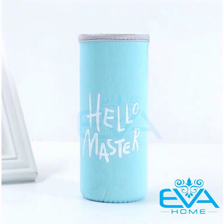 Vỏ Bọc Vải Neoprene In Chữ Hello Master Cho Bình Đựng Nước 480 Ml