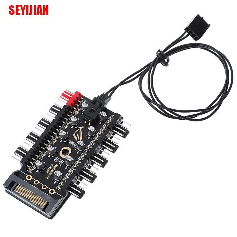 (SEY) Pwm Fan Hub 10 Sata Molex Cooler Cooling Fan Splitter Speed Controller Adapter