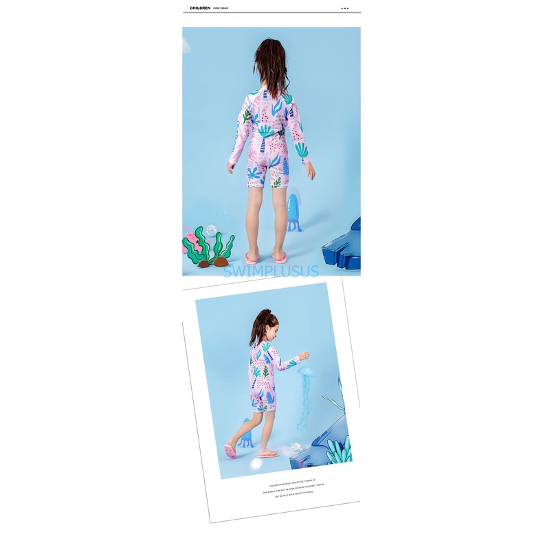 Bộ đồ bơi liền đùi dài tay bé gái 361