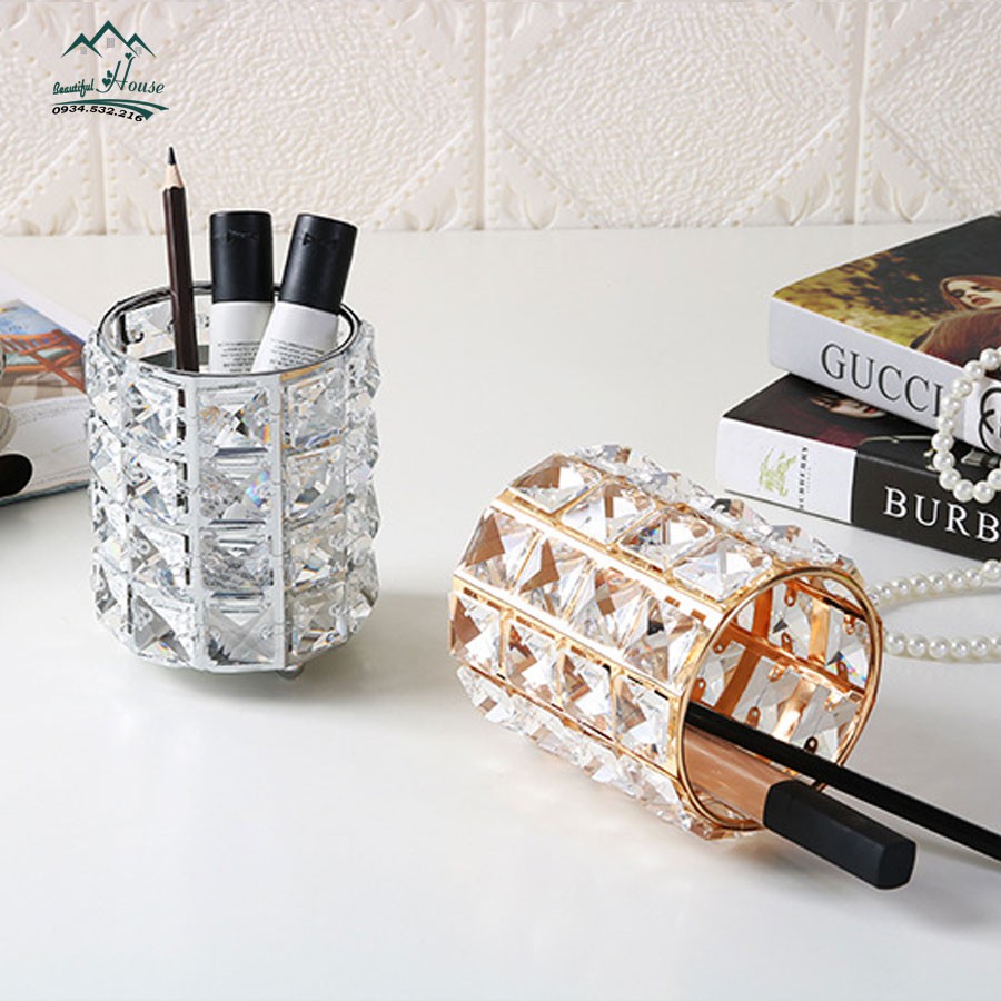 Ống Đựng Cọ Trang Điểm, Đồ Dùng Mỹ Phẩm,Cốc Đựng Cọ, Chì Kẻ Mắt, Mascara,...Hai Màu Vàng, Trắng