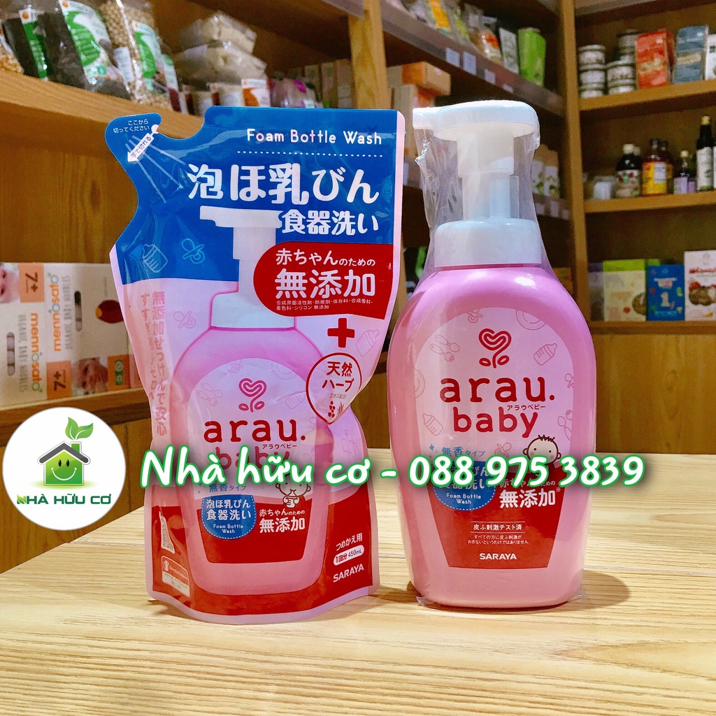 Nước rửa bình sữa ARAU NHẬT BẢN - Dạng chai và dạng túi - Date: 5/2024 - Nhà hữu cơ