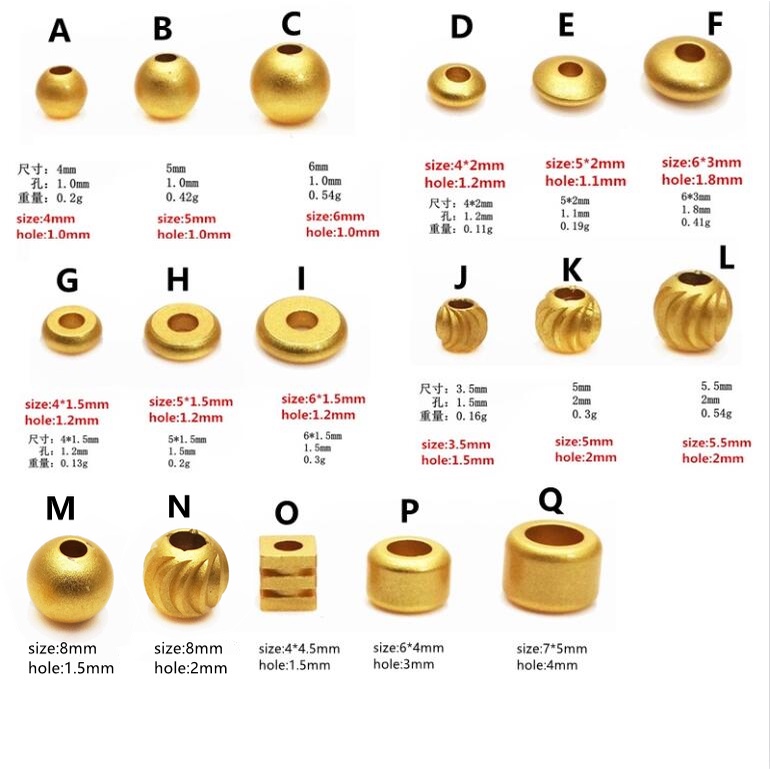 Hạt Charm Vàng 24K Bằng Đồng Thau Nhiều Màu Sắc Chất Lượng Cao Dùng Làm Vòng Tay DIY