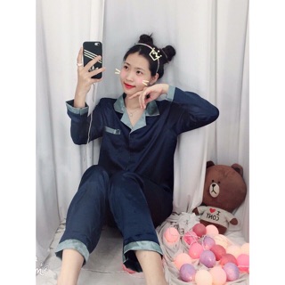 ĐỒ BỘ PIJAMA LỤA PHỐI-TAY DÀI QUẦN DÀI