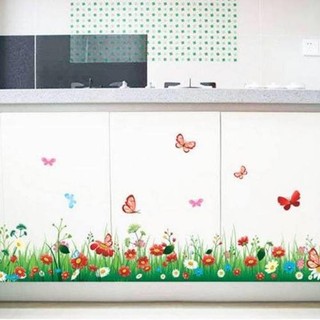Decal dán Tường chân tường hoa