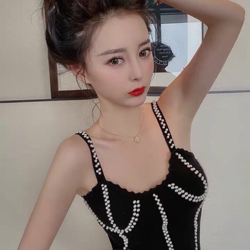 áo hai dây len đính cườm