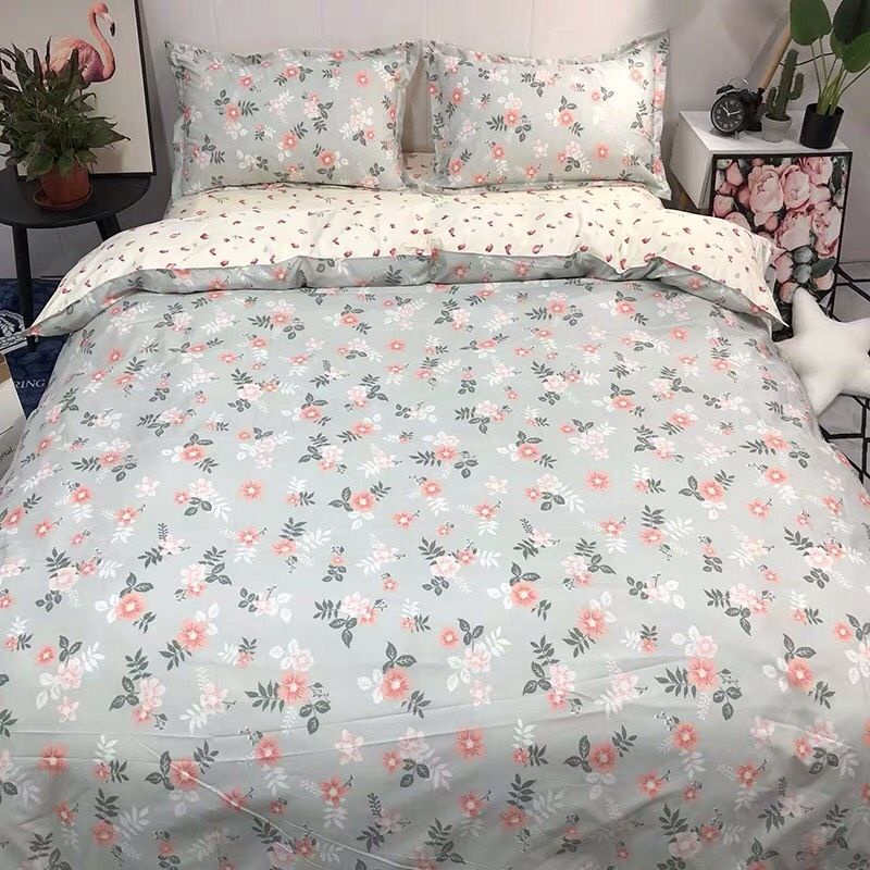 Bộ chăn ga gối Cotton poly mẫu Hoa nhí (nhiều mẫu lựa chọn)
