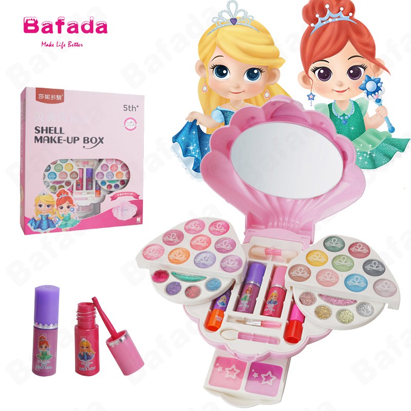 Makeup Set- Safety Tested- Non Toxic,kids make up set,Shell cosmetic box,Make up set for kinds,Children's cosmetic set,Baby cosmetics,Pretend makeup,Pretend Play Kids Beauty Salon,Simulation beauty salon,Gifts for girls