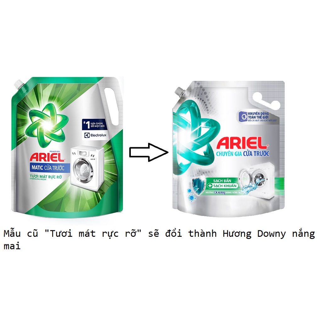 Nước Giặt Ariel Cửa Trước Nhiều Mùi Hương - Túi 3.6Kg/3.25Kg/3.05Kg:Bung Tỏa Đam Mê