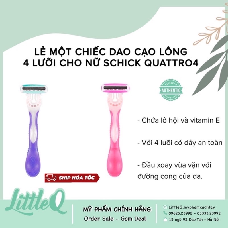 LẺ 1 DAO CẠO LÔNG 4 LƯỠI SCHICK - Dao chuyên dụng để cạo Body  NHẬT CHO NỮ