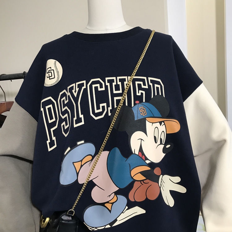 Áo Sweater Cổ Tròn Dáng Rộng In Họa Tiết Hoạt Hình Phối Màu Dễ Thương Thời Trang Mùa Thu 2022 Cho Bé Gái