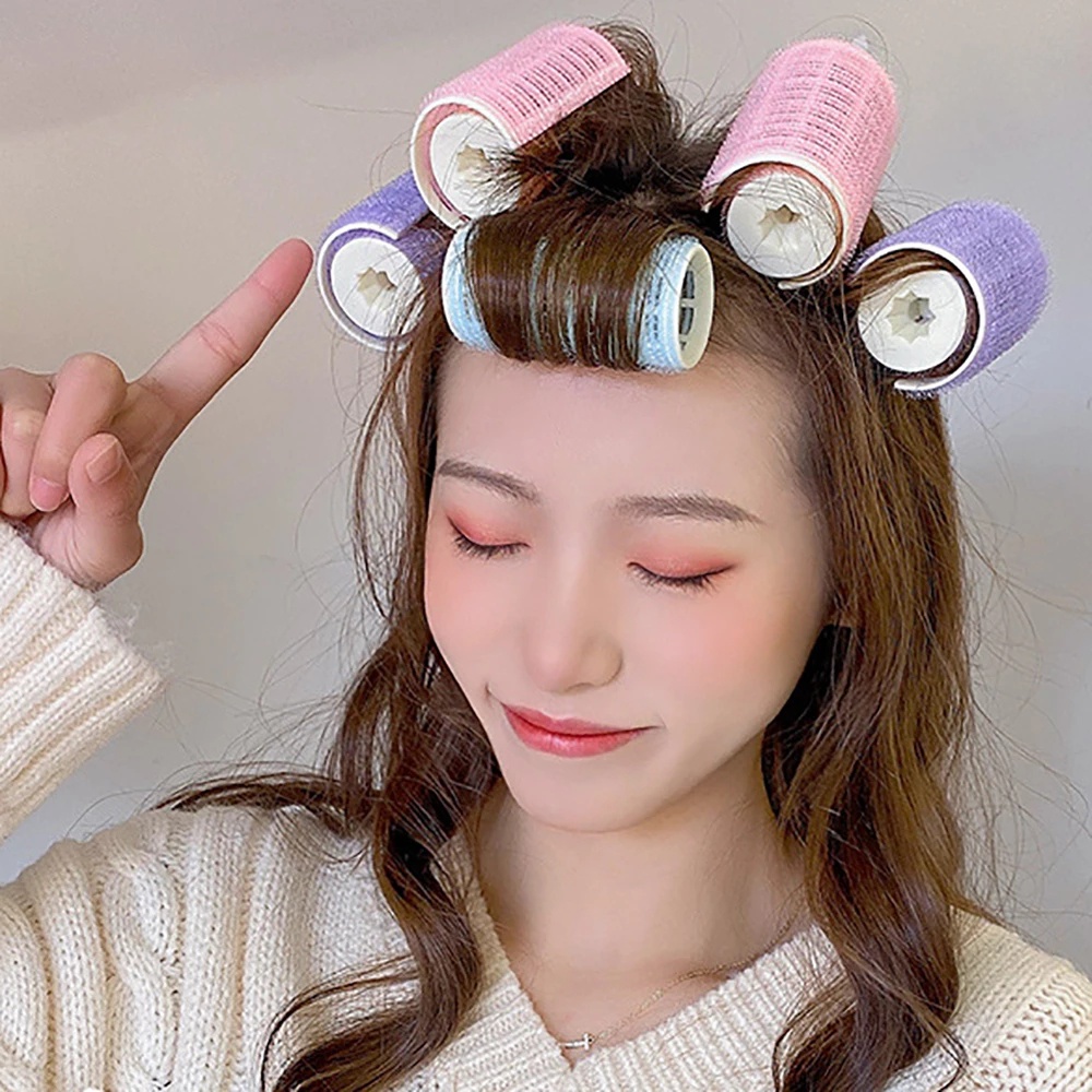 1 lô uốn tóc xoăn gợn sóng lớn bằng nhựa màu sắc ngẫu nhiên dành cho nữ